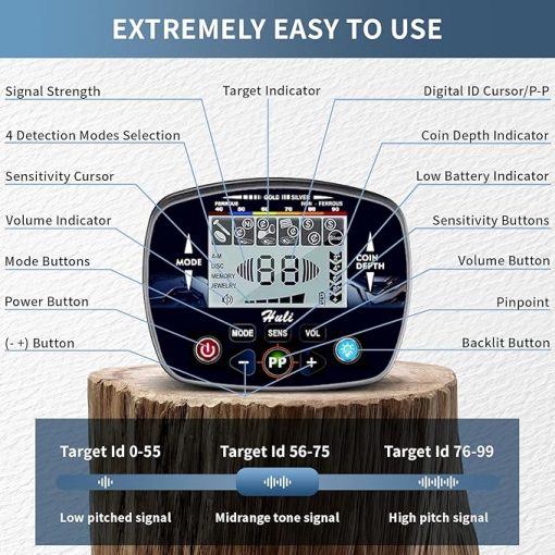 Detector de metales para adultos y niños, detectores de metales profesionales de mayor precisión con pantalla LCD, detector de oro ajustable subterráneo, 5 modos, bobina impermeable IP68 de 10 - Imagen 3